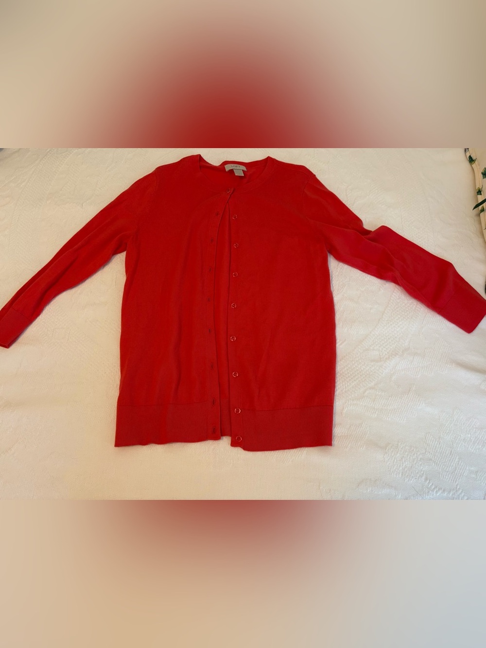 Classic Salmon Button-Front Cardigan Sweater